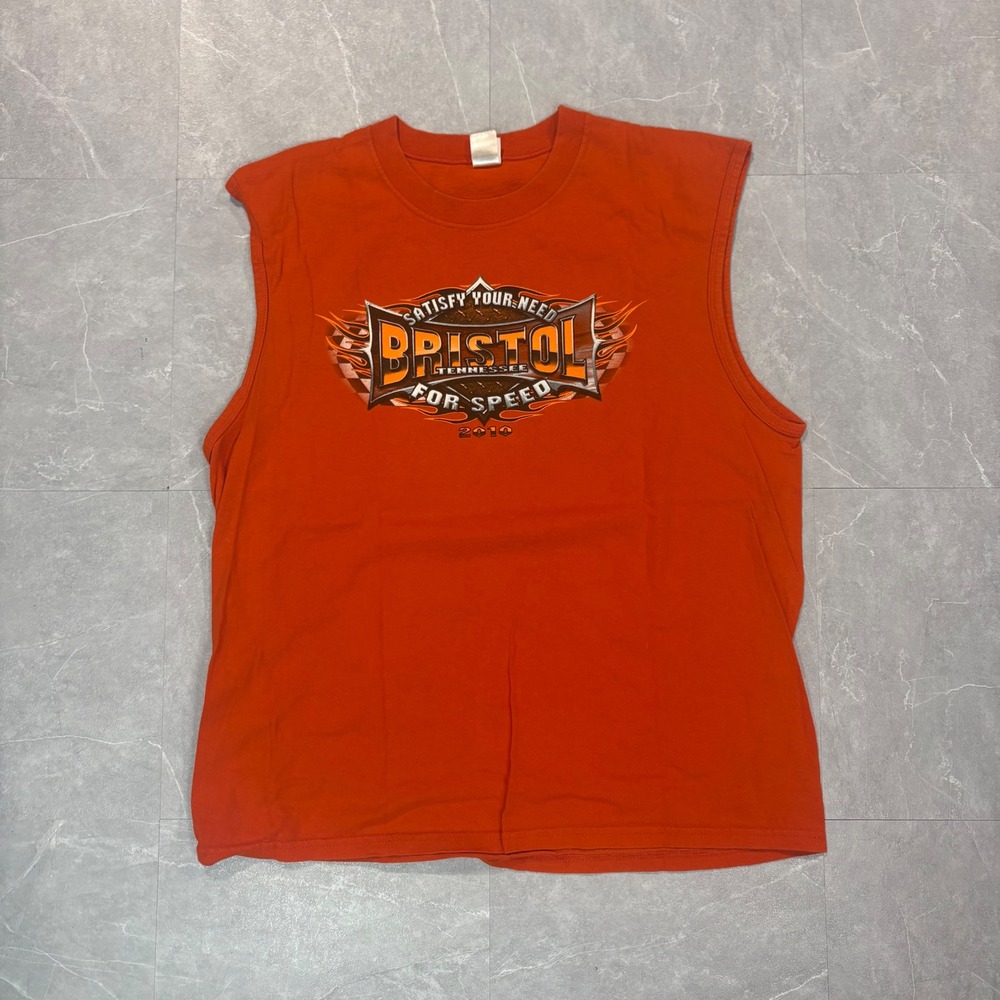 Bristol Motor Speedway 2010 Racing Muscle Tee Orange Mens XL Delta Pro Weight